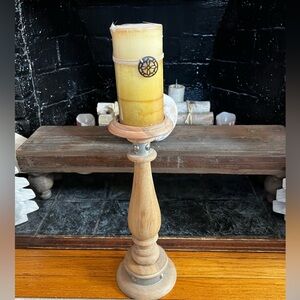 Pier 1 Wooden Candle & Holder
